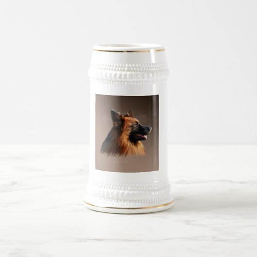 Dog Watercolor - Portrait of German Shepherd Bierglas (Mittel)