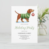 Dog Watercolor Weihnachtsfeier Einladung (Stehend Vorderseite)
