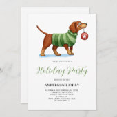 Dog Watercolor Weihnachtsfeier Einladung (Vorne/Hinten)