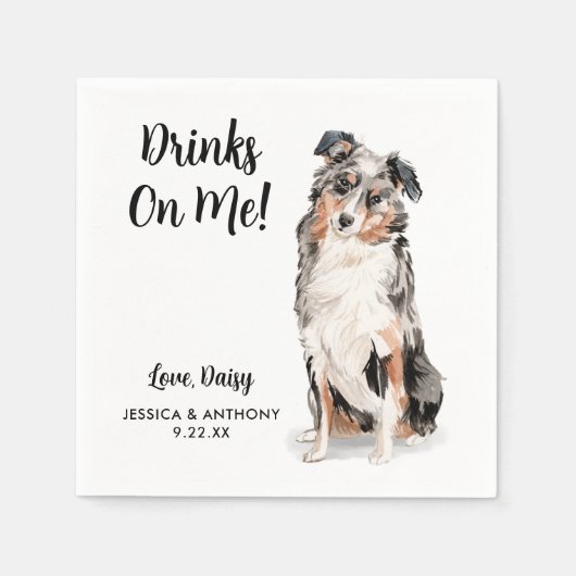 Dog Wedding Cocktail Napkins Serviette (Vorderseite)