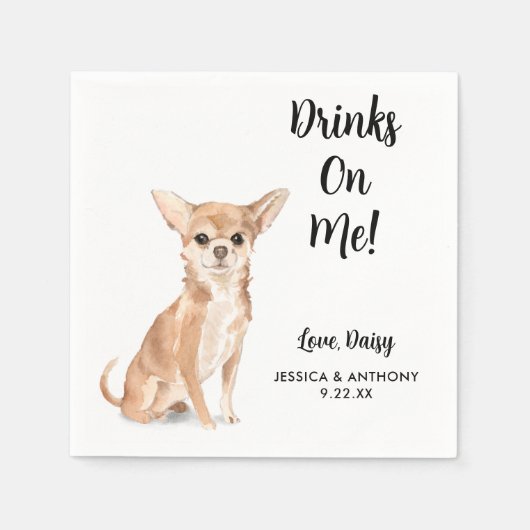 Dog Wedding Cocktail Napkins Serviette (Vorderseite)