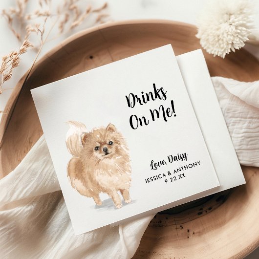 Dog Wedding Cocktail Napkins Serviette