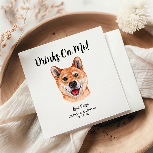 Dog Wedding Cocktail Napkins Serviette