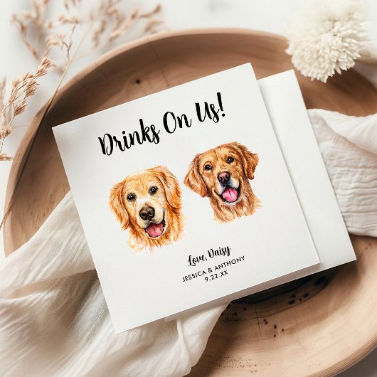 Dog Wedding Cocktail Napkins Serviette