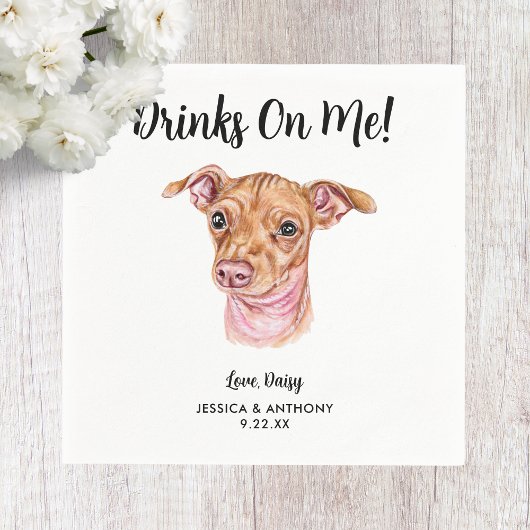 Dog Wedding Cocktail Napkins Serviette
