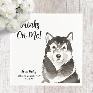 Dog Wedding Cocktail Napkins Serviette