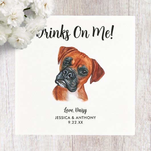 Dog Wedding Cocktail Napkins Serviette