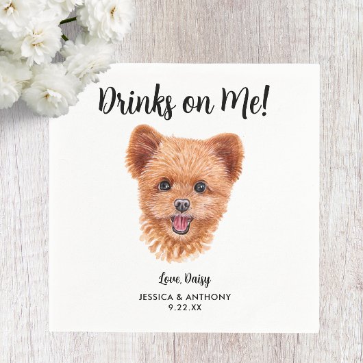 Dog Wedding Cocktail Napkins Serviette