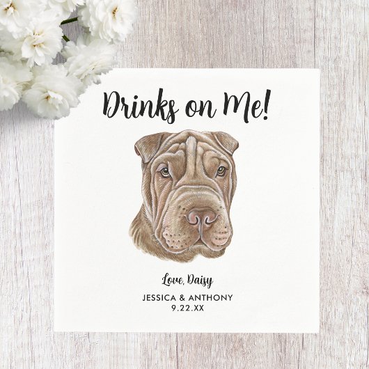 Dog Wedding Cocktail Napkins Serviette
