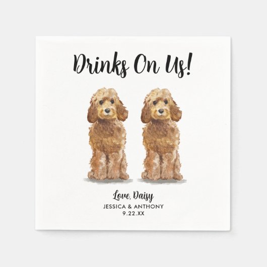 Dog Wedding Cocktail Napkins Serviette (Vorderseite)
