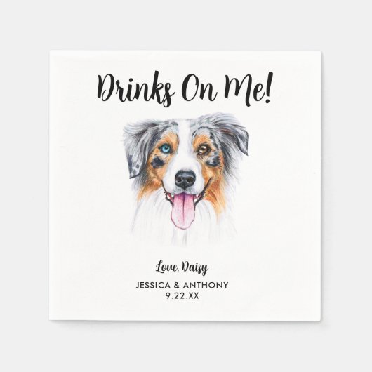 Dog Wedding Cocktail Napkins Serviette (Vorderseite)