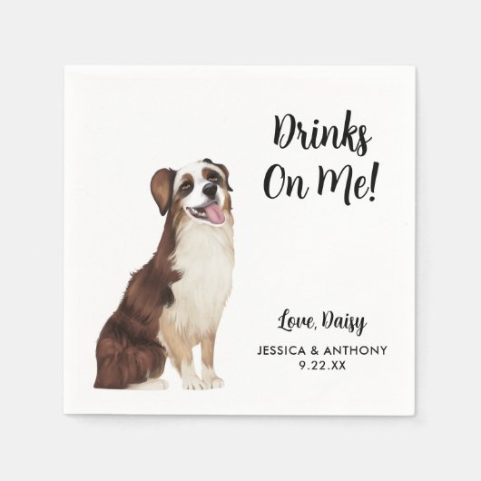 Dog Wedding Cocktail Napkins Serviette (Vorderseite)
