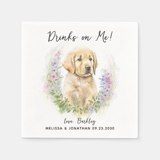 Dog Wedding Cocktail Serviette (Vorderseite)