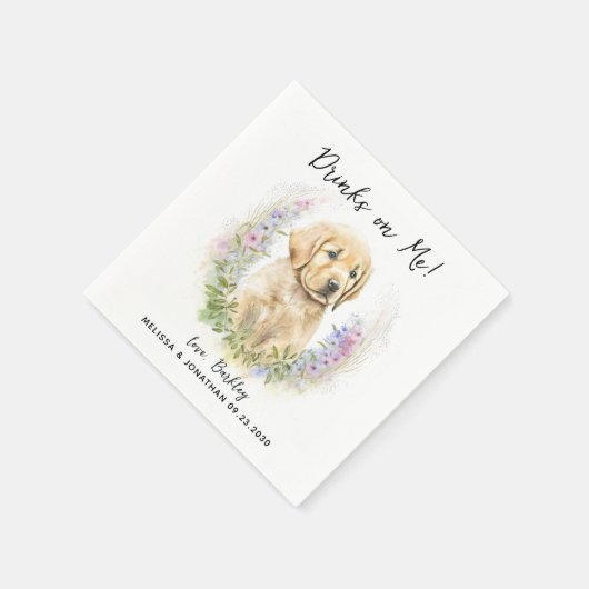 Dog Wedding Cocktail Serviette (Ecke)