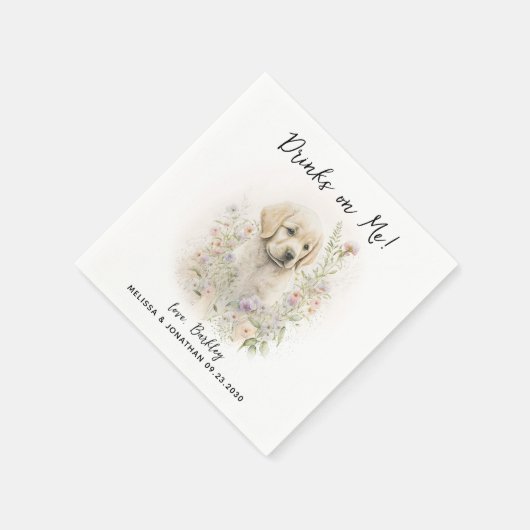 Dog Wedding Cocktail Serviette (Ecke)