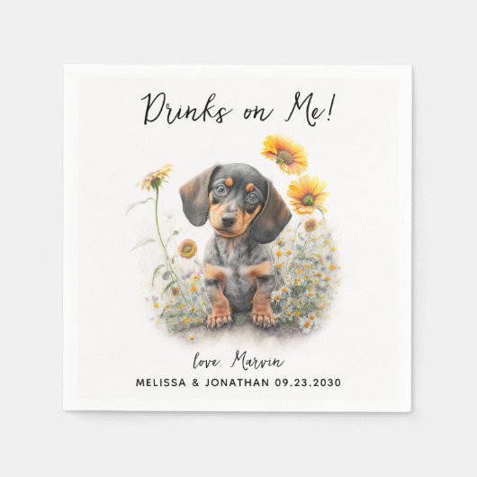 Dog Wedding Cocktail Serviette (Vorderseite)