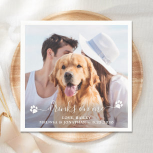 Dog Wedding Custom Foto Cocktail Serviette