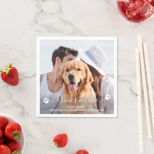 Dog Wedding Custom Foto Cocktail Serviette (Beispiel)
