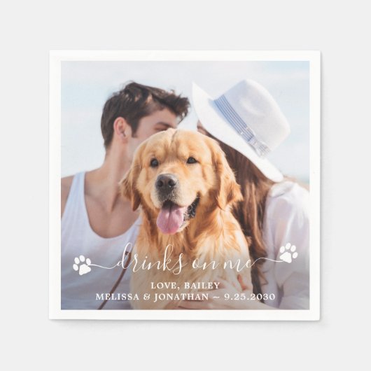 Dog Wedding Custom Foto Cocktail Serviette (Vorderseite)
