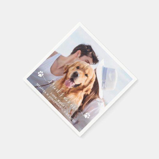 Dog Wedding Custom Foto Cocktail Serviette (Ecke)