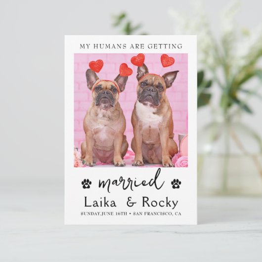 Dog Wedding Invitation Save The Date (Stehend Vorderseite)