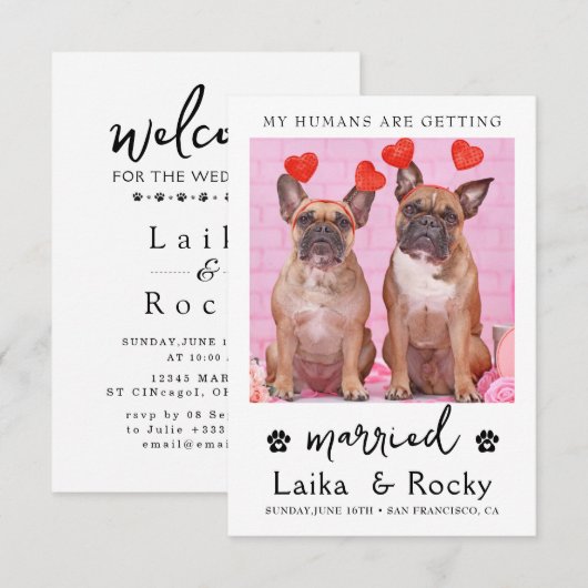 Dog Wedding Invitation Save The Date (Vorne/Hinten)