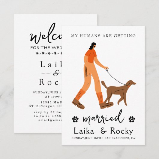 Dog Wedding Invitation Save The Date (Vorne/Hinten)