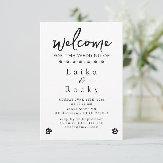 Dog Wedding Invitation Save The Date (Stehend Vorderseite)