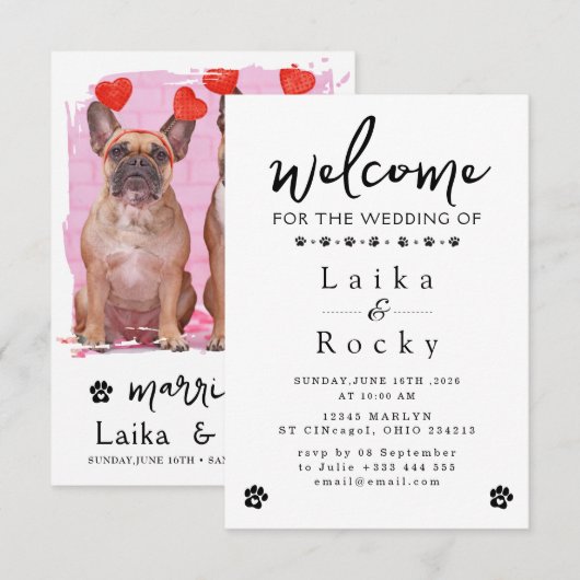 Dog Wedding Invitation Save The Date (Vorne/Hinten)