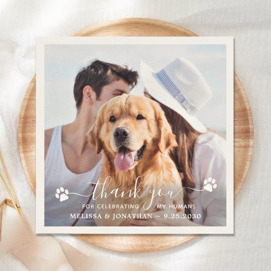 Dog Wedding Personalisiertes Foto Vielen Dank Serviette