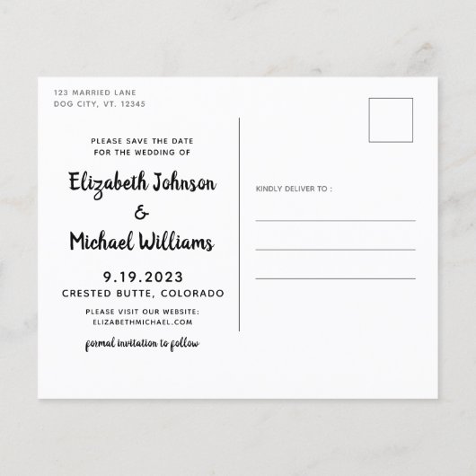 Dog Wedding Save the Date Budget Postcard (Rückseite)