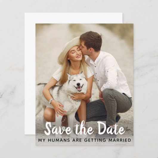 Dog Wedding Save the Date Budget QR Code Card (Vorne/Hinten)