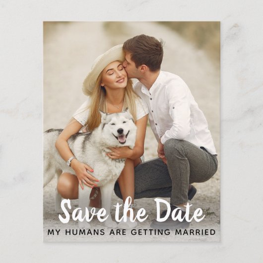 Dog Wedding Save the Date Budget QR Code Card (Vorderseite)