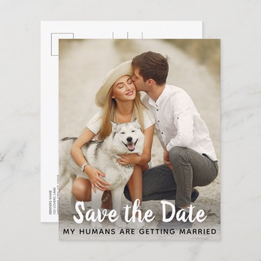 Dog Wedding Save the Date Budget QR Code Postcard (Vorne/Hinten)
