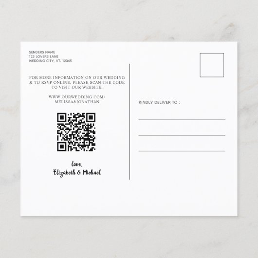 Dog Wedding Save the Date Budget QR Code Postcard (Rückseite)