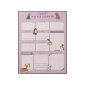 Dog Weekly Planner Sheet Notizblock
