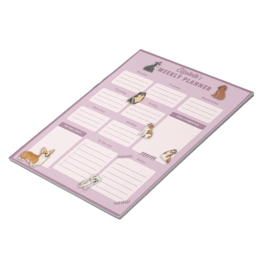 Dog Weekly Planner Sheet Notizblock (angewinkelt)