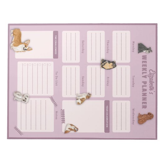 Dog Weekly Planner Sheet Notizblock (Vorderseite)