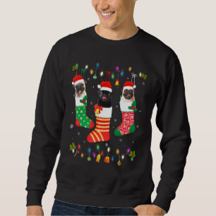 Dog Weihnachtslicht Drei Mops Hund in Weihnachten Sweatshirt