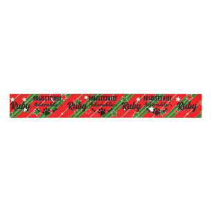 Dog Welpe Paw Adorable Add Name Weihnachtsband Ripsband