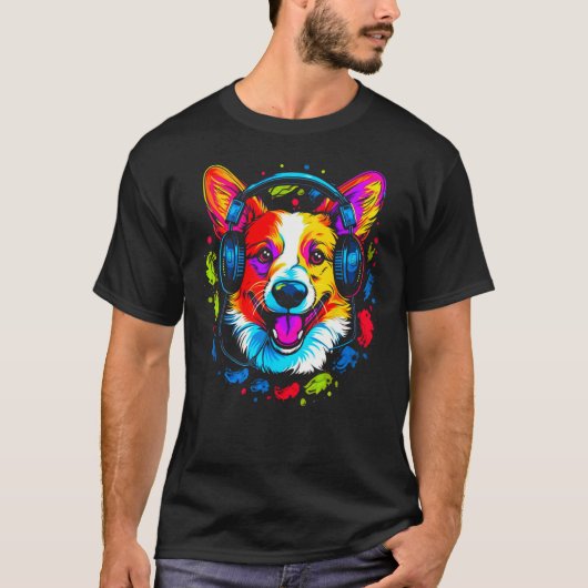 Dog Welsh Corgi DJ T-Shirt (Vorderseite)