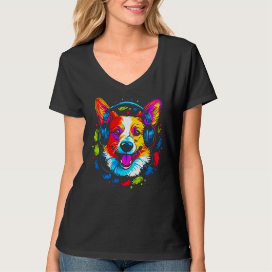 Dog Welsh Corgi DJ T-Shirt (Vorderseite)