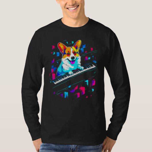 Dog Welsh Corgi Piano T-Shirt (Vorderseite)