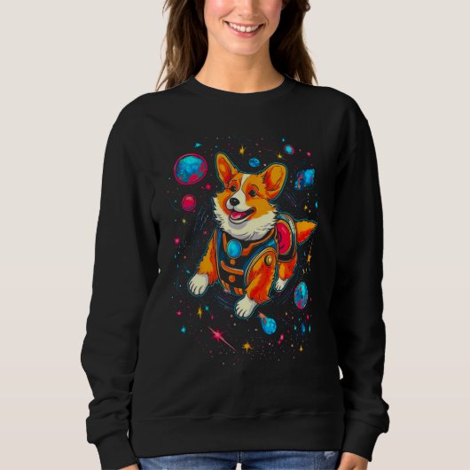 Dog Welsh Corgi Planet Space Sweatshirt (Vorderseite)