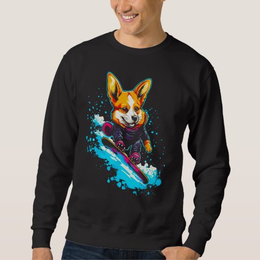 Dog Welsh Corgi Snowboard Sweatshirt (Vorderseite)