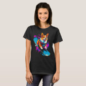 Dog Welsh Corgi Snowboarder T-Shirt (Vorne ganz)