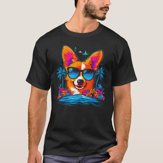 Dog Welsh Corgi Summer Vibe T-Shirt (Vorderseite)