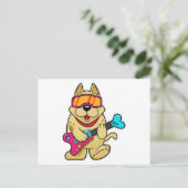 Dog wie Musican mit Gitarre Postkarte (Stehend Vorderseite)