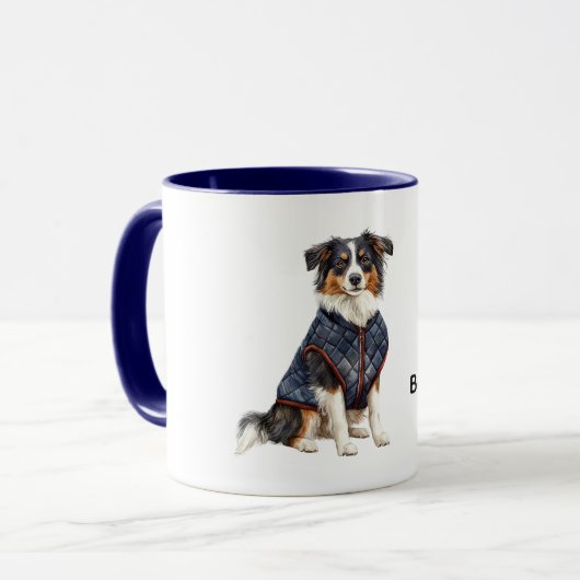 Dog with Blue Jacket Tasse (Vorderseite Links)