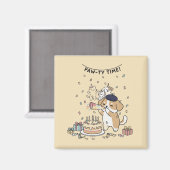 Dog With Party Horn Cute Kawaii Home Decor Art Magnet (Vorderseite/Rückseite)